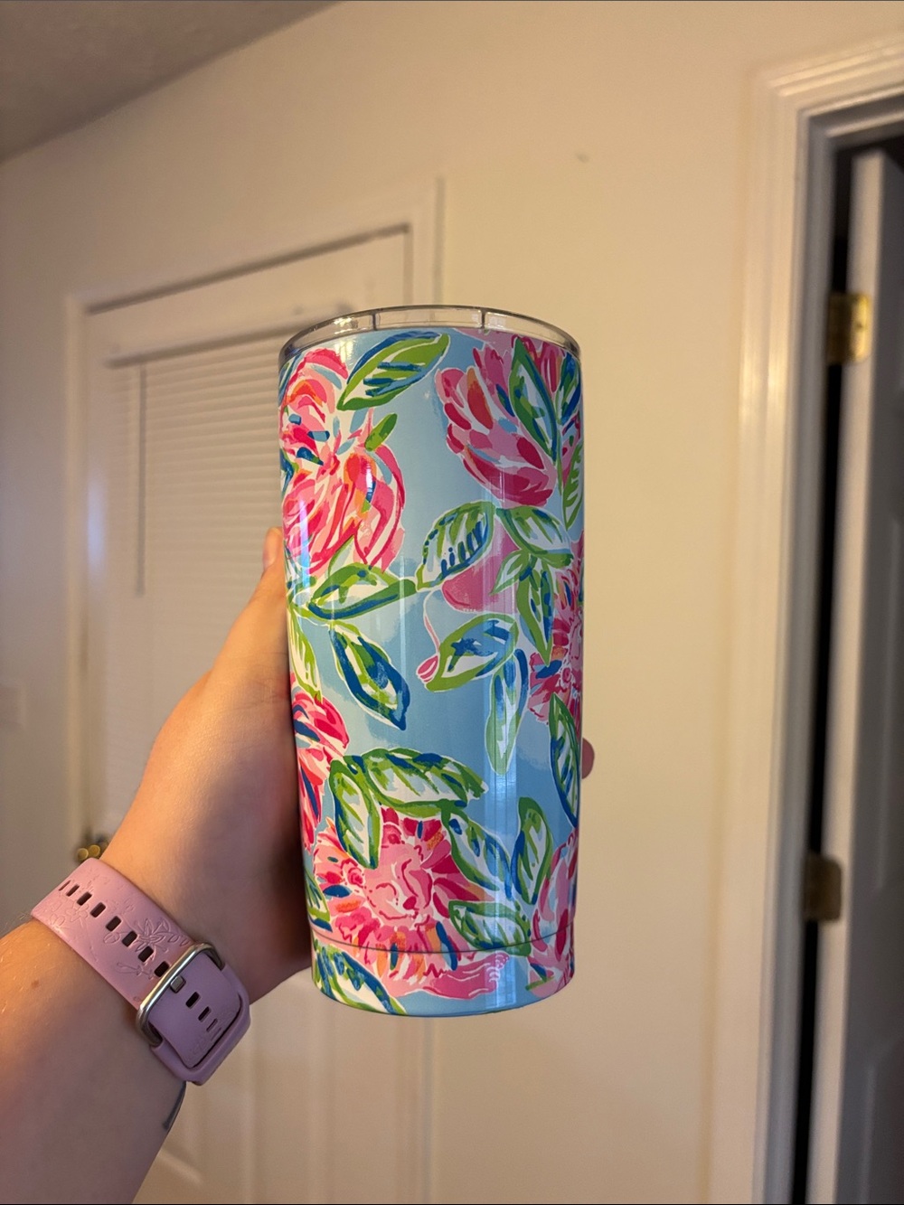 Lilly Pulitzer Floral Travel Tumbler in Light Blue, Pink & Green